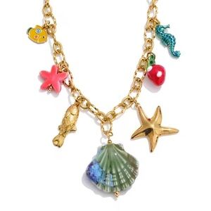 Golden Ocean Charm 18K Gold Stainless Steel Waterproof Necklace